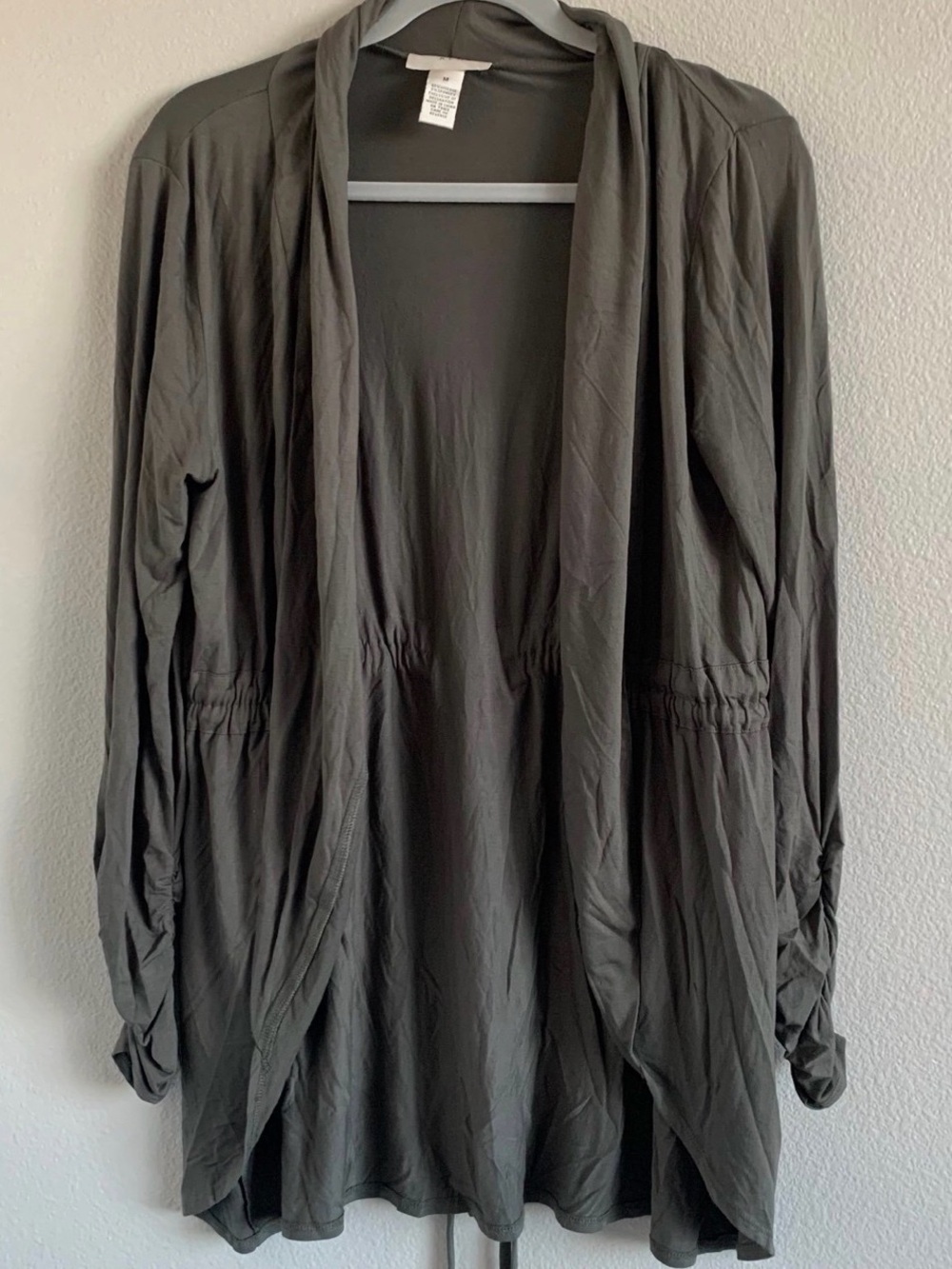 Kenar Dark Gray Open-Front Draped Jacket